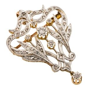 Art Nouveau, stunning vintage 18K gold diamond brooch/pendant. ESTATE FIND! 💎
